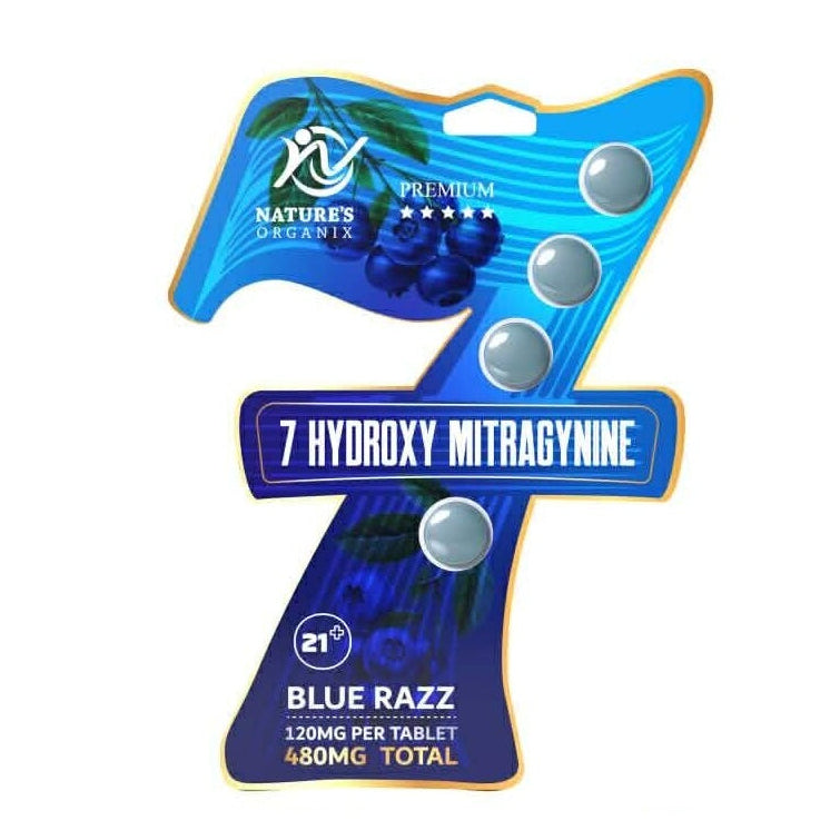Nature's Organix 7-Hydroxy Blue Razz Flavored 4ct 120mg (480mg total)