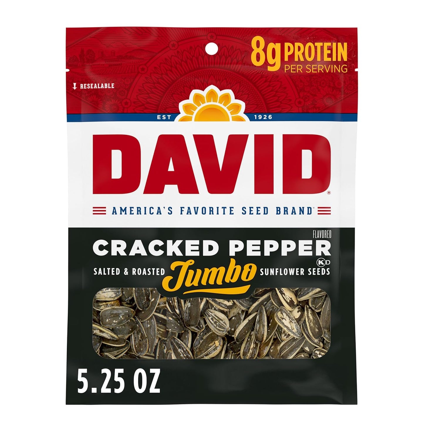 Davids Jumbo Cracked Pepper Sunflower Seeds 5.25oz