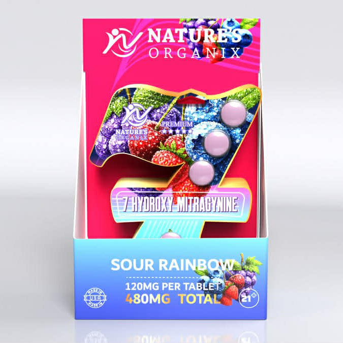 Nature's Organix 7-Hydoxy Sour Rainbow Flavored 4ct 120mg (480mg Total)