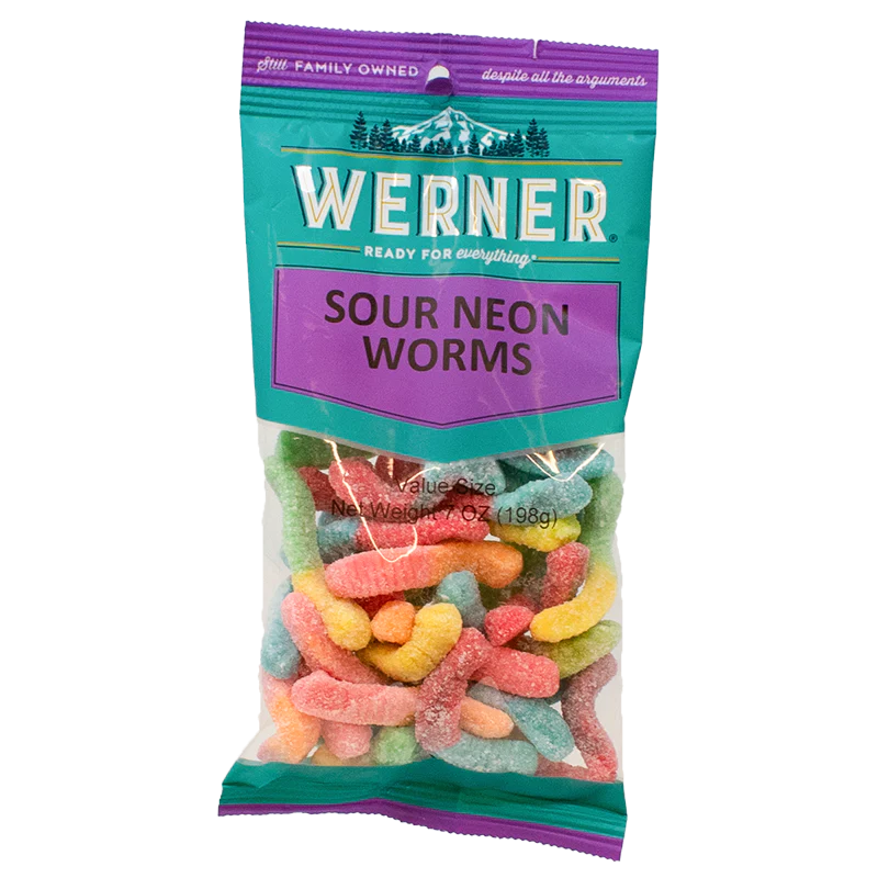 Werner Candy Sour Neon Worms 7oz