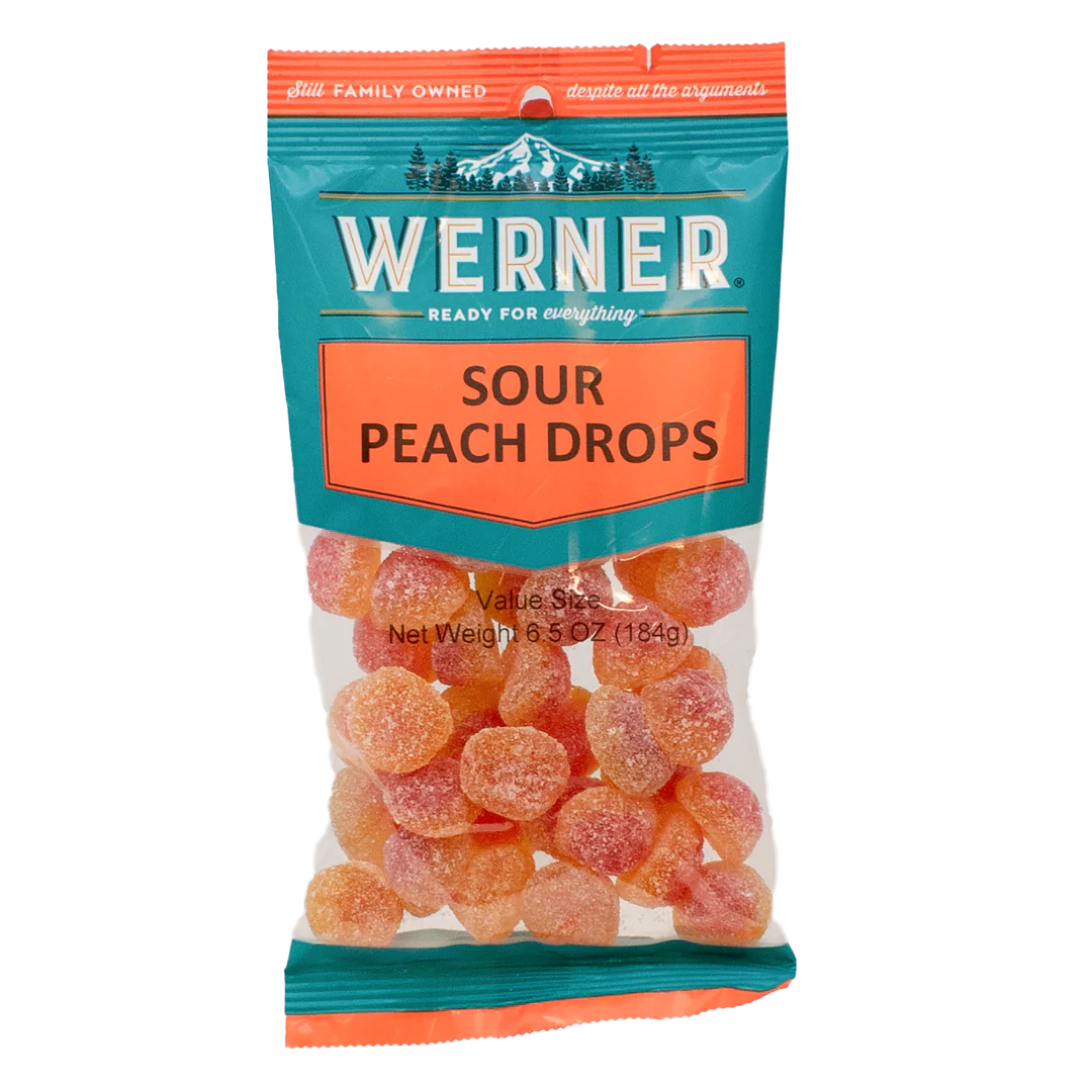 Werner Candy Sour Peach Drops 6.5oz
