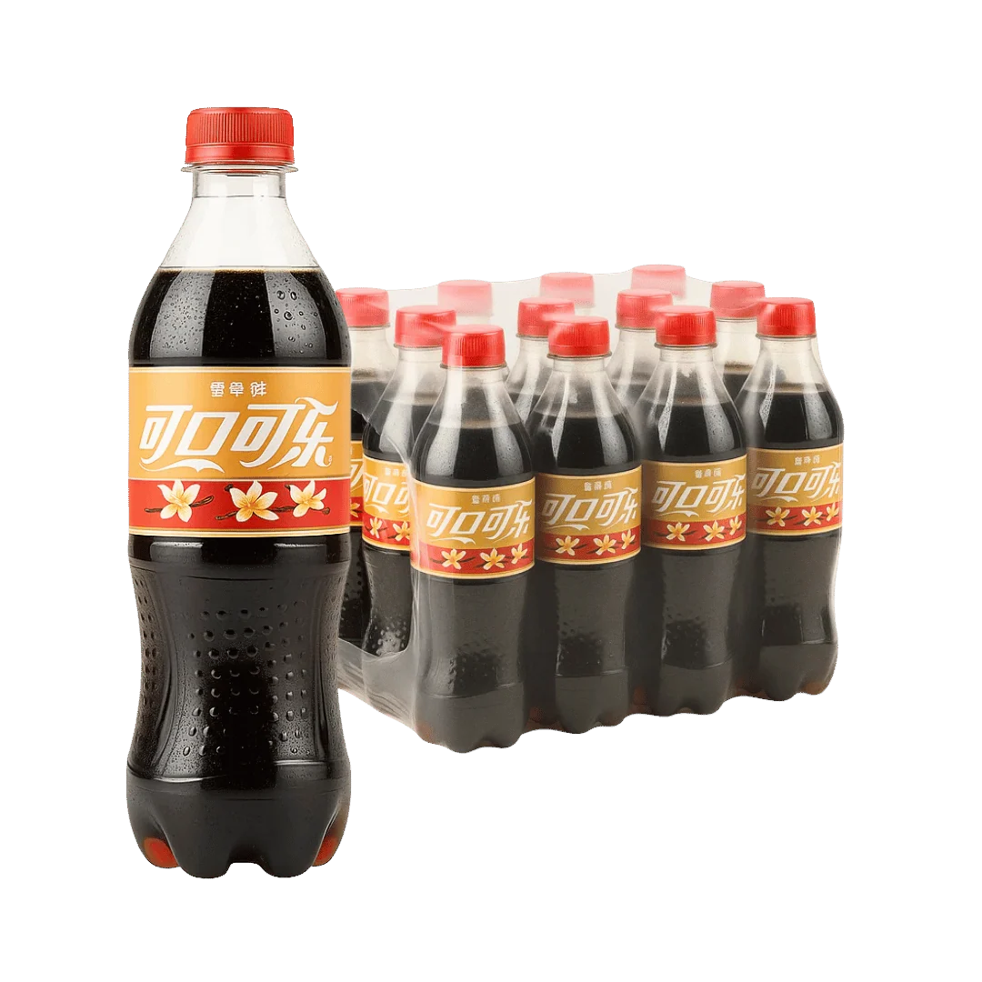 shopnathans.com Coca-Cola Vanilla soda 500ml bottles with Chinese branding and vanilla flower graphics