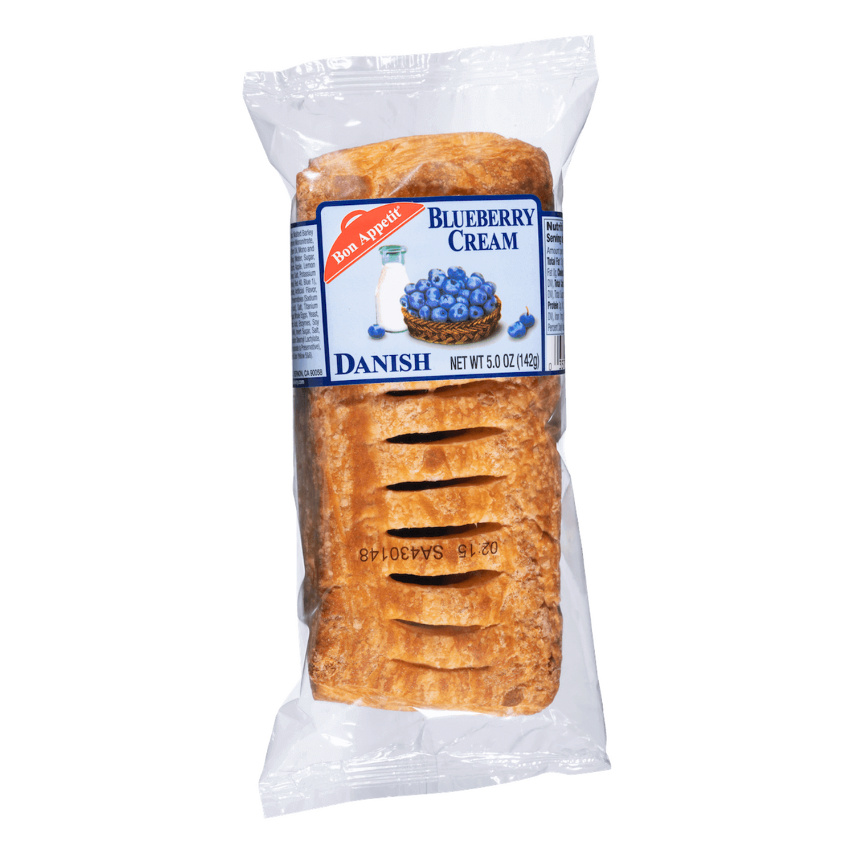 shopnathans.com Bon Appetit blueberry danish pastry in clear plastic packaging with a sweet glaze and fruit filling
