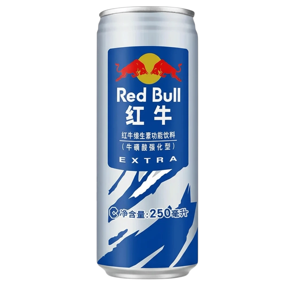 shopnathans.com Red Bull Extra Taurine 250ml energy drink can with signature blue and silver branding