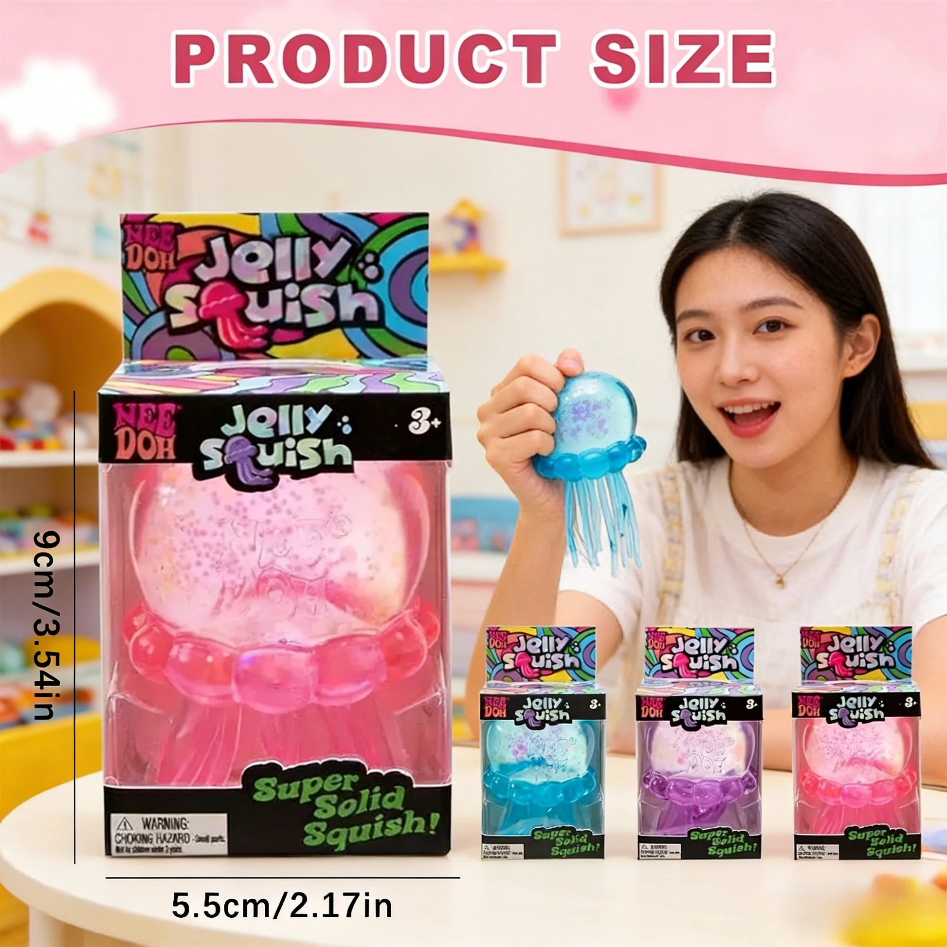 Needoh Jellyfish Bunny Jelly Squish Stress Toy Fidget Sensory Squeeze Squishy