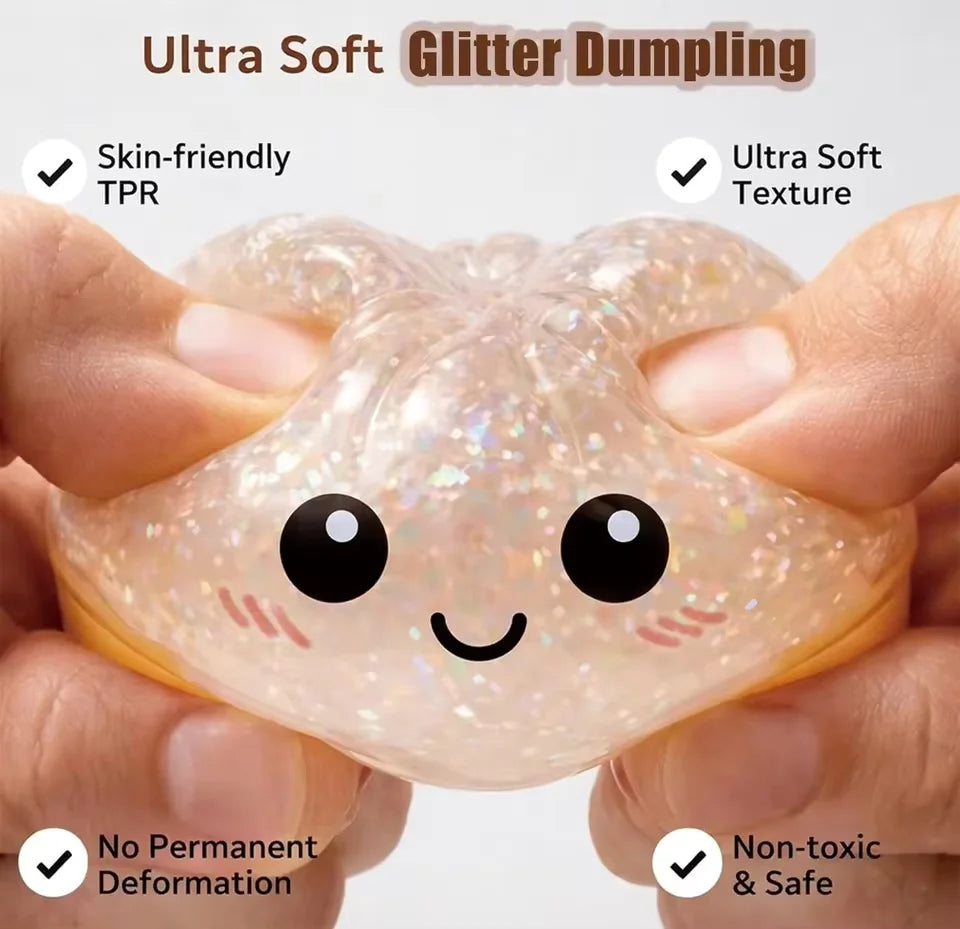 Spark Joy with the Glitter Dumpling Soft Simulated Bun Fidget Toy - Perfect for Stress Relief and Creative Gifting!