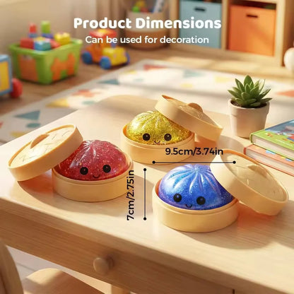 Spark Joy with the Glitter Dumpling Soft Simulated Bun Fidget Toy - Perfect for Stress Relief and Creative Gifting!