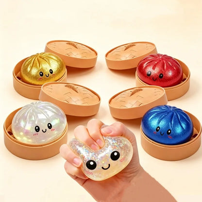 Spark Joy with the Glitter Dumpling Soft Simulated Bun Fidget Toy - Perfect for Stress Relief and Creative Gifting!