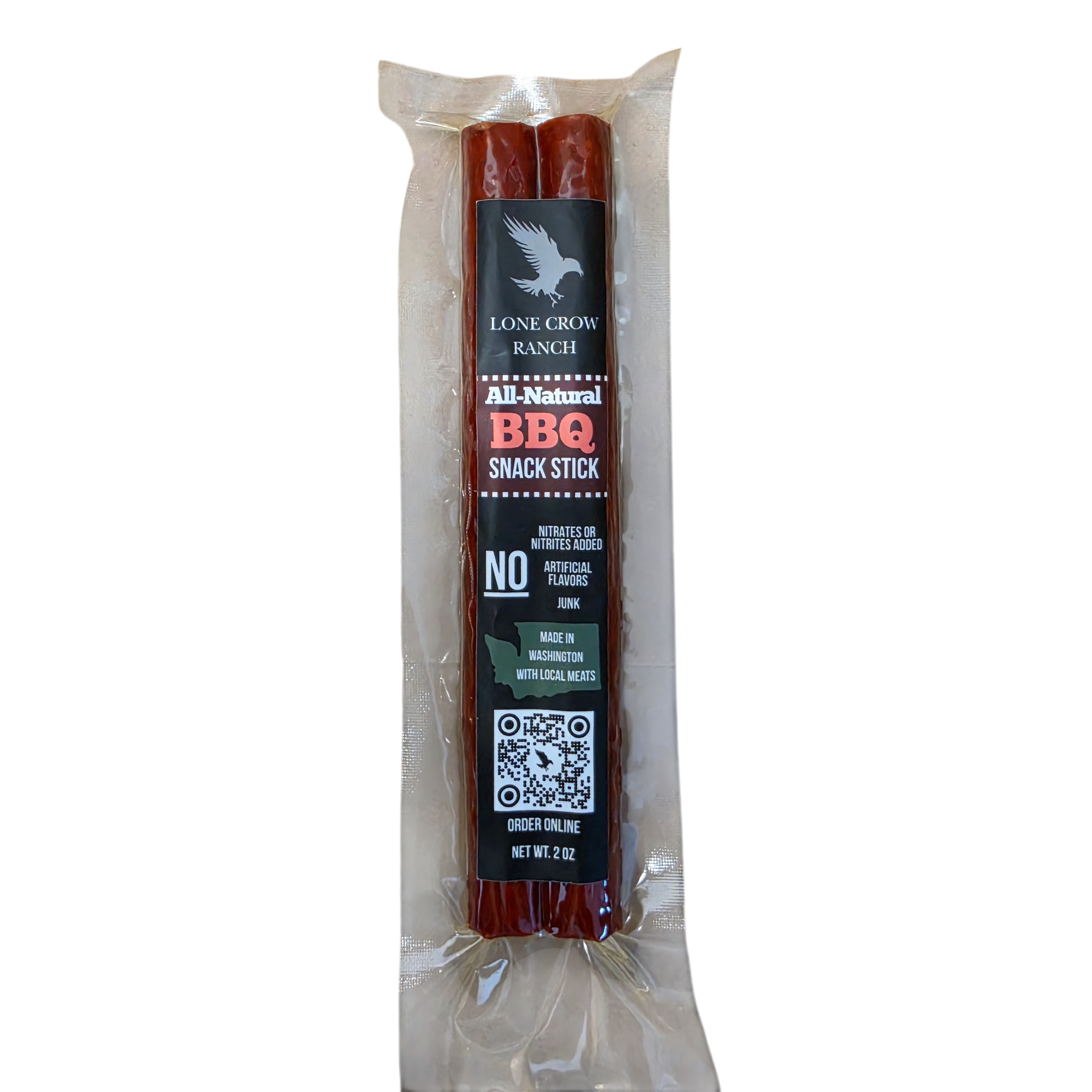 shopnathans.com Lone Crow BBQ snack sticks in a 2oz vacuum-sealed twin pack with all-natural ingredients.