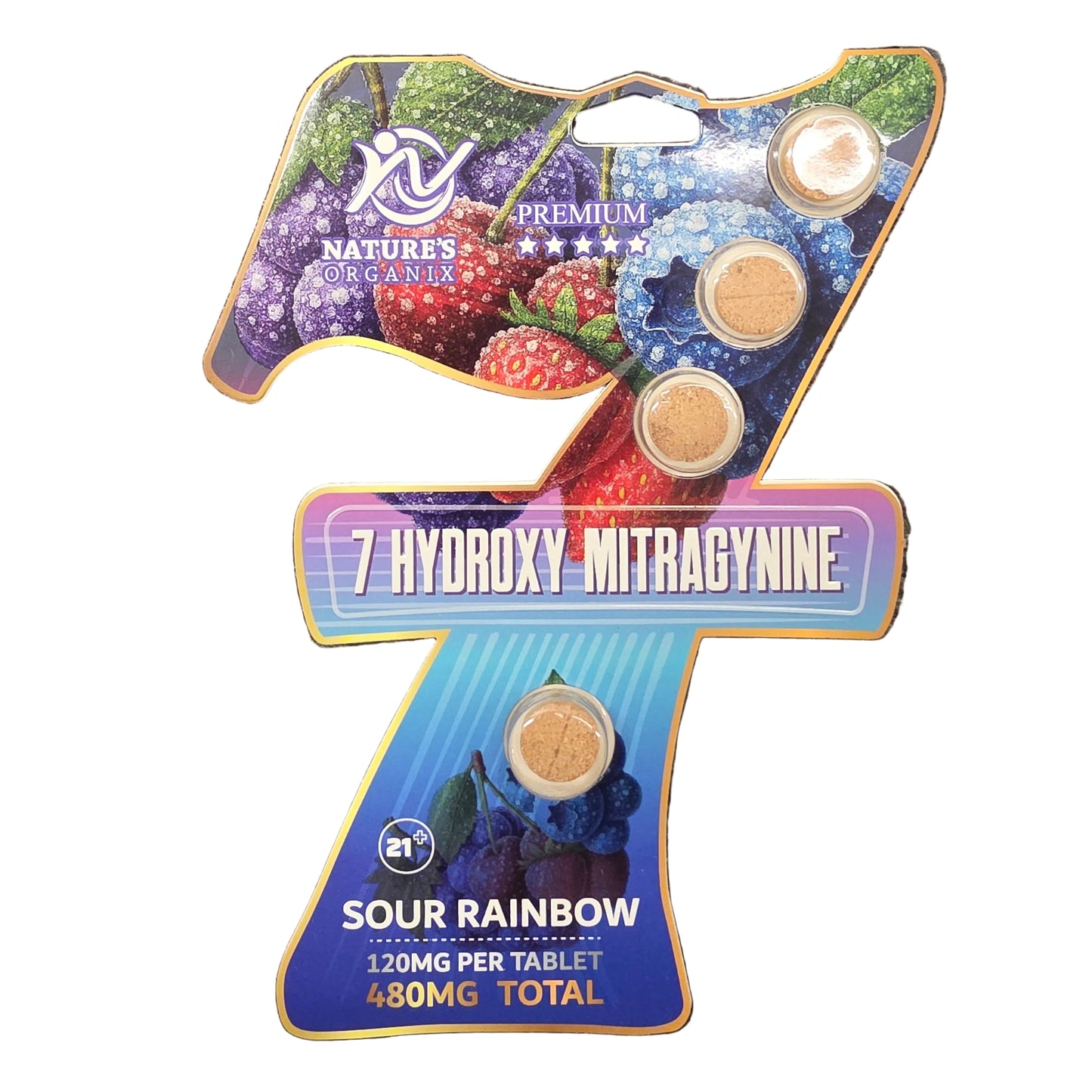 Nature's Organix 7-Hydoxy Sour Rainbow Flavored 4ct 120mg (480mg Total)
