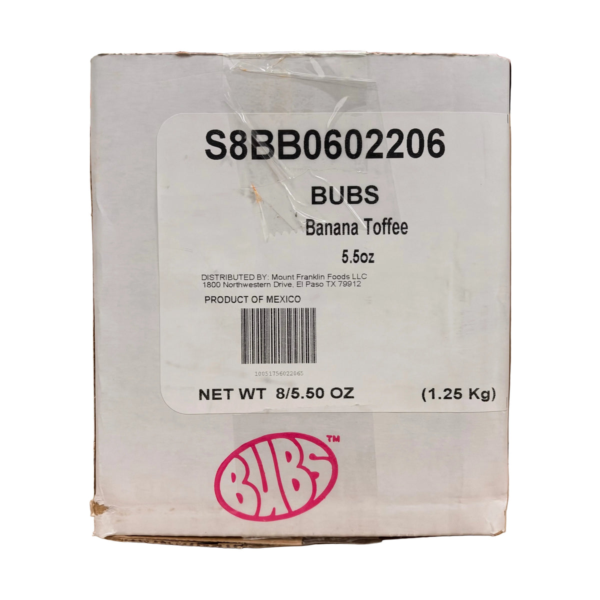 shopnathans.com Bubs Ovals Sweet Banana Toffee candy bulk shipping box with product label