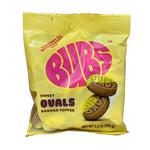 shopnathans.com Bubs Ovals Sweet Banana Toffee candy in a yellow 5.5oz bag featuring dual-toned chewy Swedish gummies.