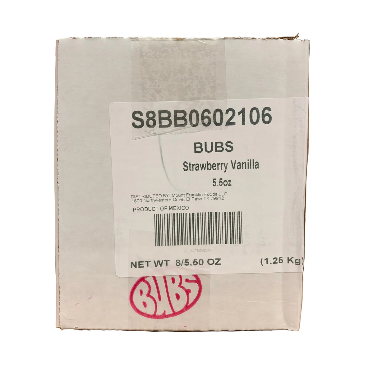 shopnathans.com bulk shipping box for Bubs Diamond Sour Strawberry Vanilla candy 5.5oz bags