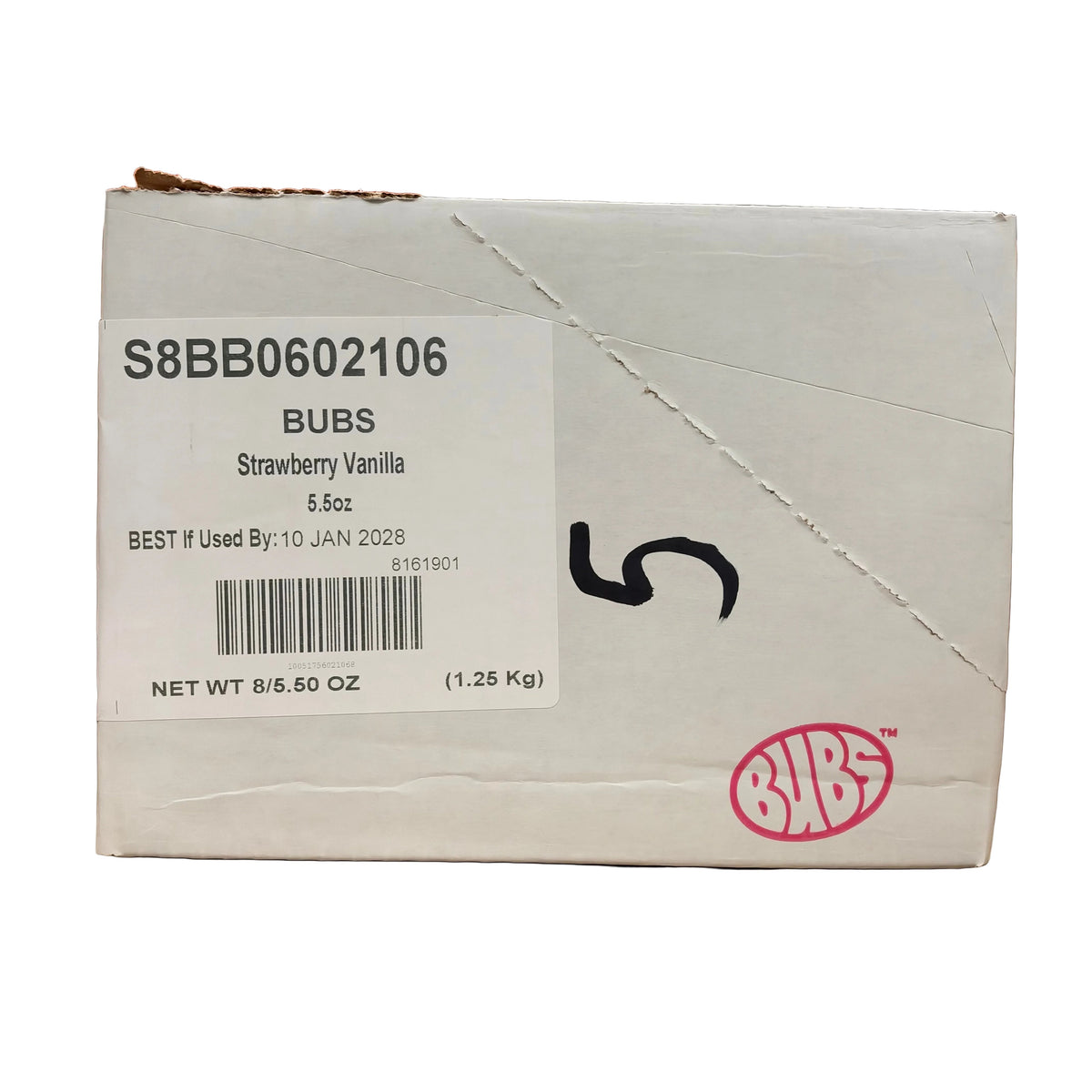 shopnathans.com Bubs Diamond Sour Strawberry Vanilla candy bulk shipping box with product label and branding