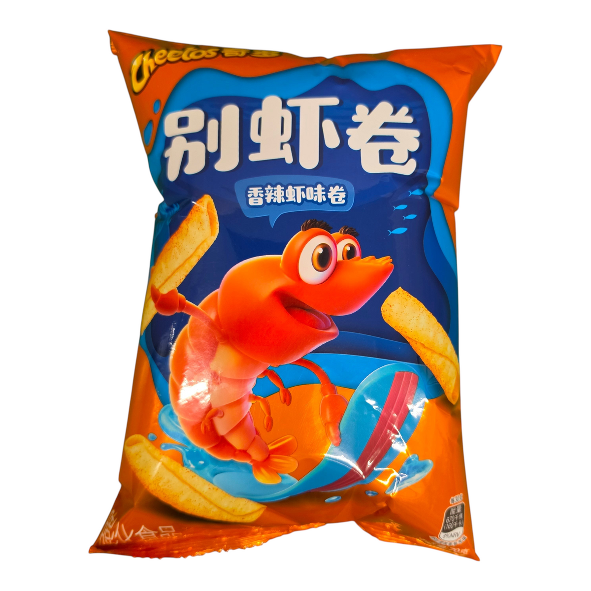 shopnathans.com Cheetos Spicy Shrimp Flavor potato roll snacks in an orange and blue 70g bag with a shrimp mascot.