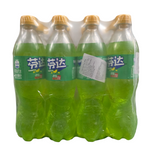 shopnathans.com Fanta Apple Flavor soda 500ml four-pack in clear plastic wrap with bright green carbonated beverage