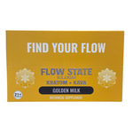 shopnathans.com Flow State Golden Milk botanical supplement box with kratom and kava, 21+ age label, yellow packaging