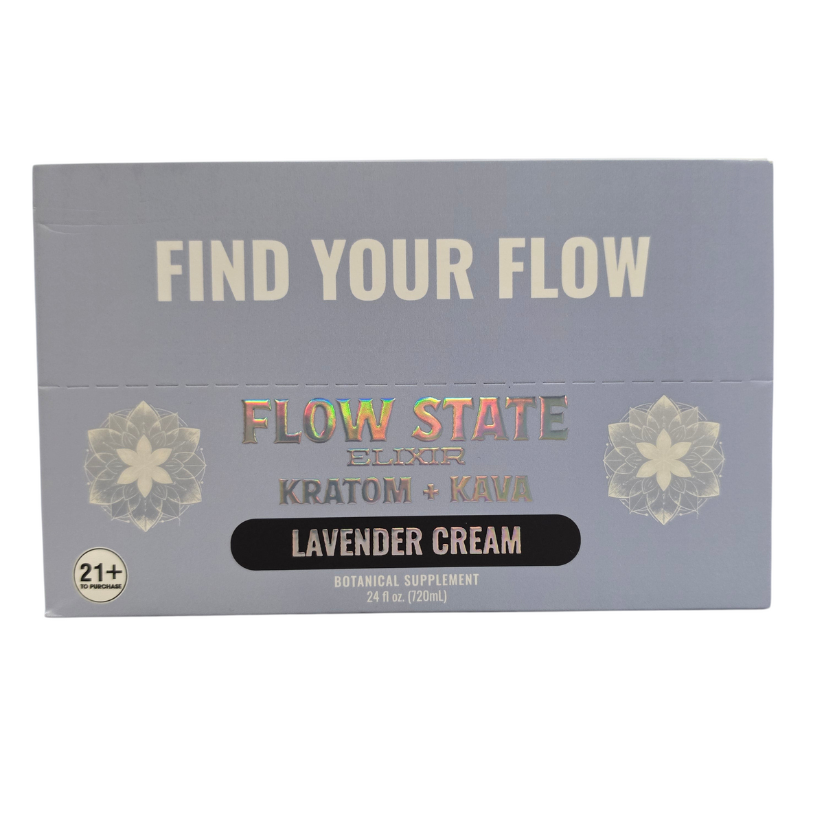 shopnathans.com Flow State lavender cream kava and kratom botanical supplement box with 21 plus age label