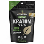 shopnathans.com Pure Infinity Botanicals Green Maeng Da Kratom powder in an 8oz resealable black and green pouch.
