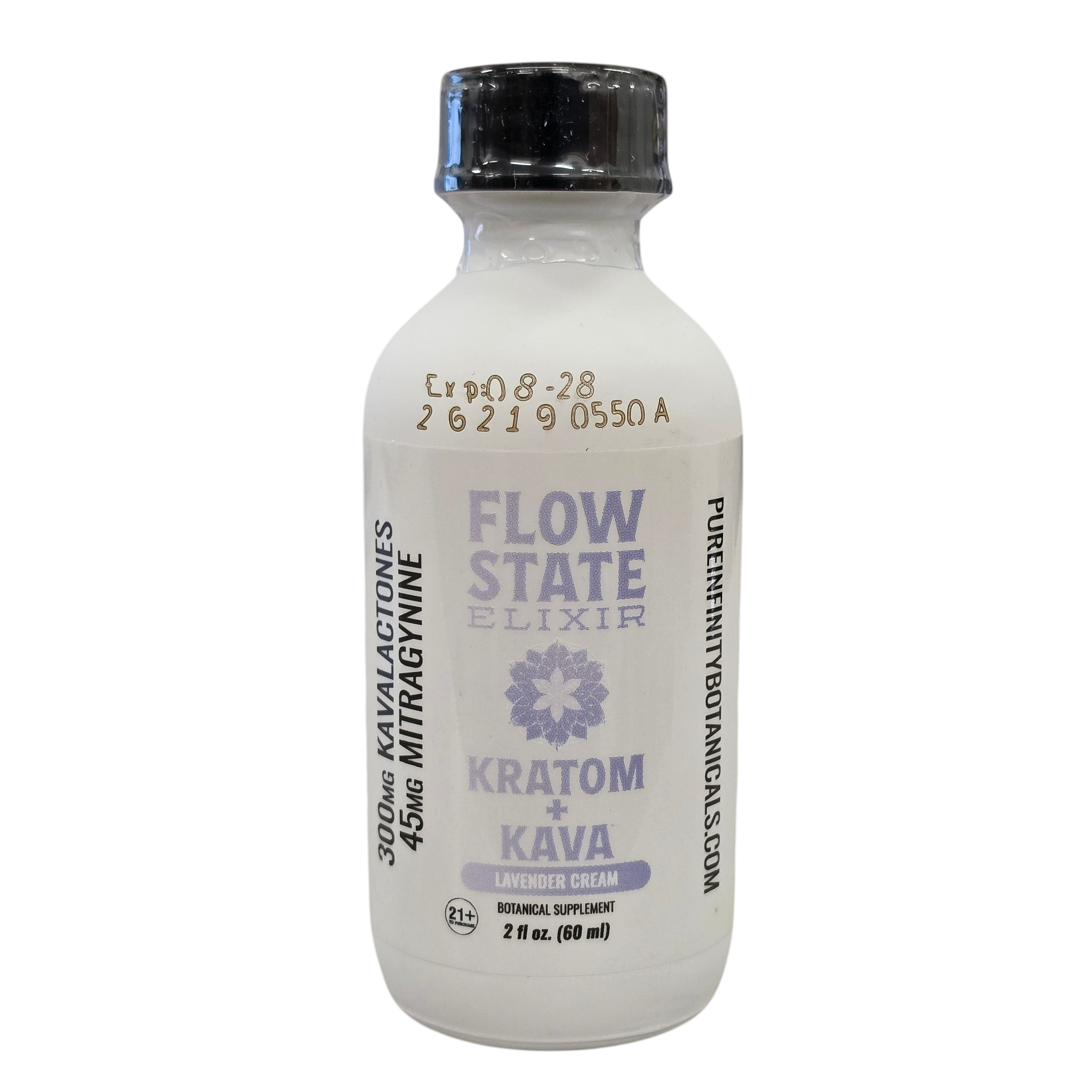 shopnathans.com Flow State Kava and Kratom lavender cream botanical shot bottle with dried lavender and stones