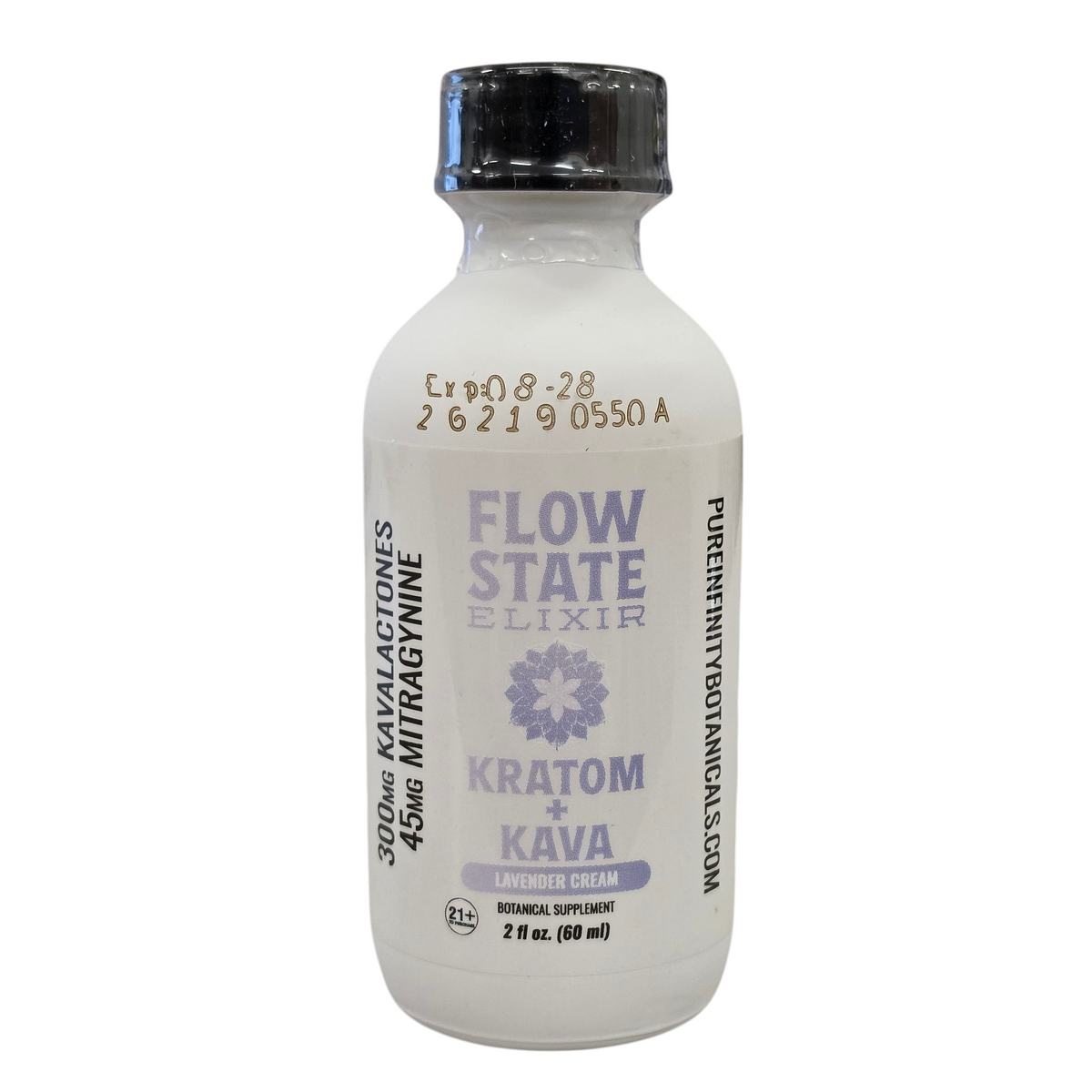 shopnathans.com Flow State Kava and Kratom lavender cream botanical shot bottle with dried lavender and stones