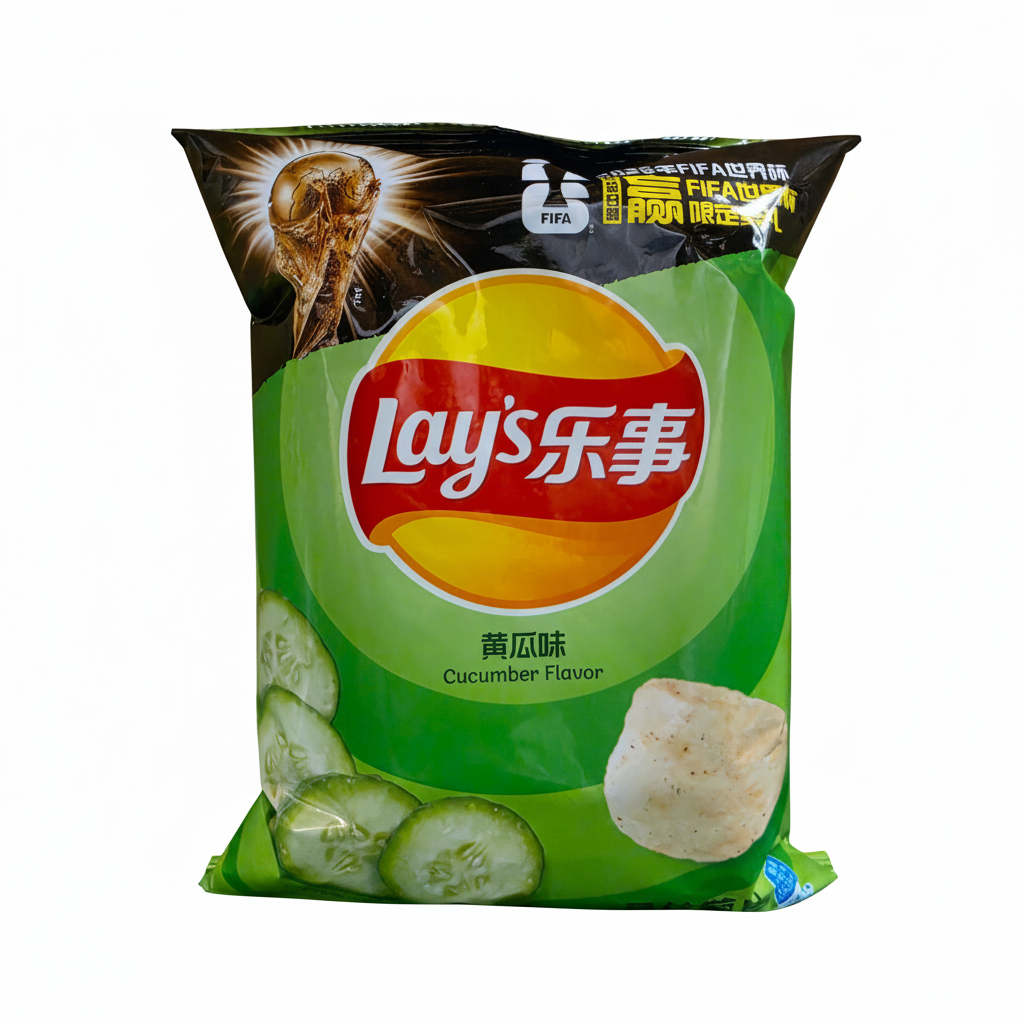 shopnathans.com Lay's Cucumber Flavor potato chips in a 70g green bag with FIFA World Cup branding