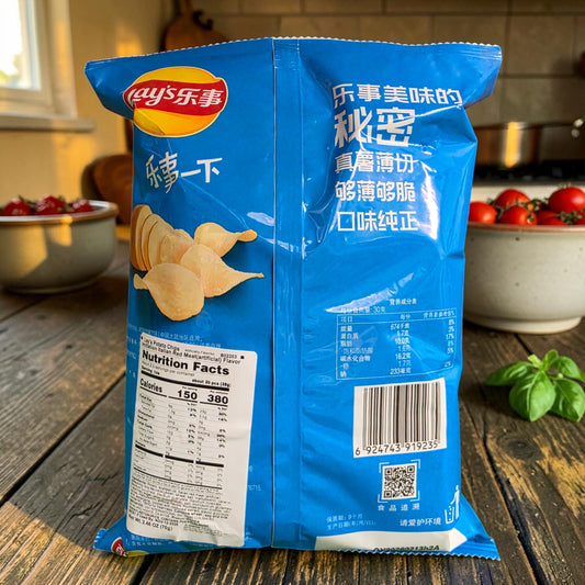 shopnathans.com Lay's Italian Red Meat flavor potato chips in a 70g blue bag with nutrition facts and Chinese text