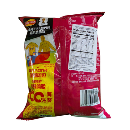 Back of shopnathans.com Lay's Mexican Tomato and Chicken flavor chips bag with nutrition facts and FIFA branding