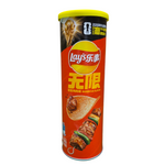 shopnathans.com Lay's Stax Sizzlin' BBQ potato chips in a 90g canister with smoky barbecue skewer imagery