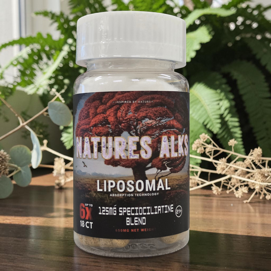shopnathans.com Nature's Alks liposomal speciociliatine blend capsules in a clear bottle with a tree graphic label
