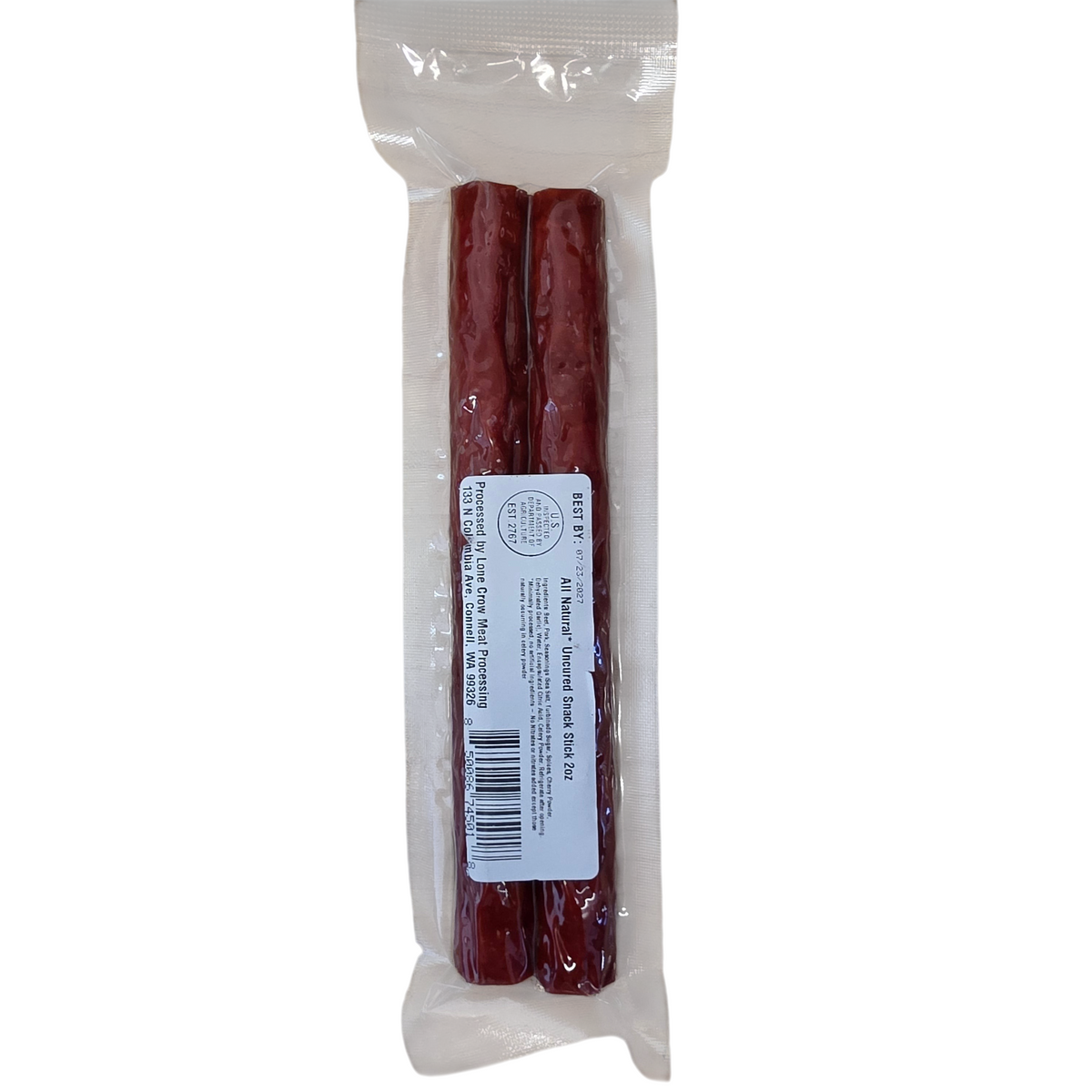 shopnathans.com Lone Crow Original 2oz meat snack stick in vacuum-sealed clear packaging