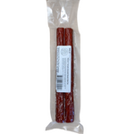 shopnathans.com Lone Crow Teriyaki snack stick in a clear vacuum-sealed package with nutritional label