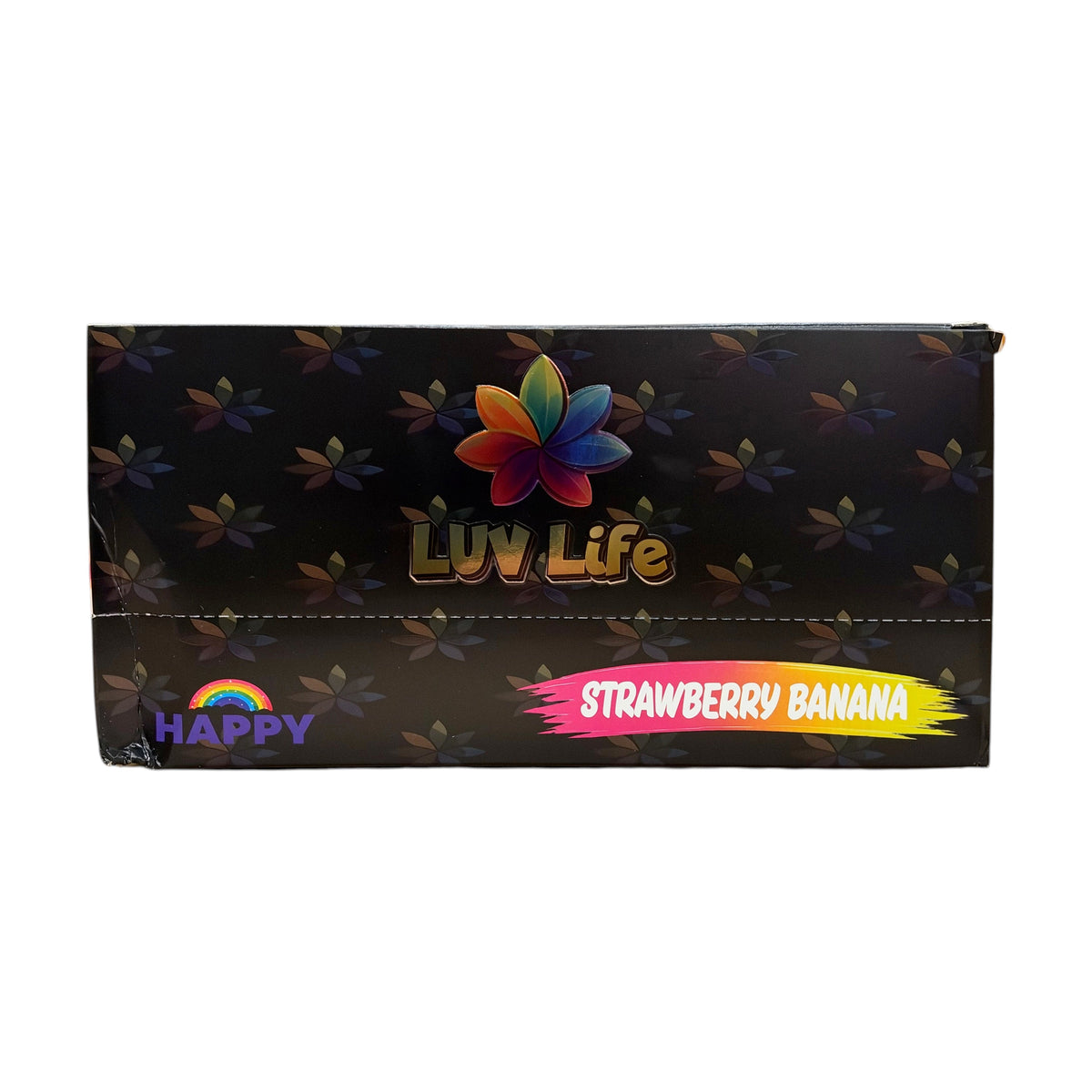 shopnathans.com Luv Life Happy botanical shot box in strawberry banana flavor with a colorful floral logo