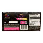 shopnathans.com Luv Life Happy Botanical Shot Strawberry Banana supplement facts label on black floral packaging