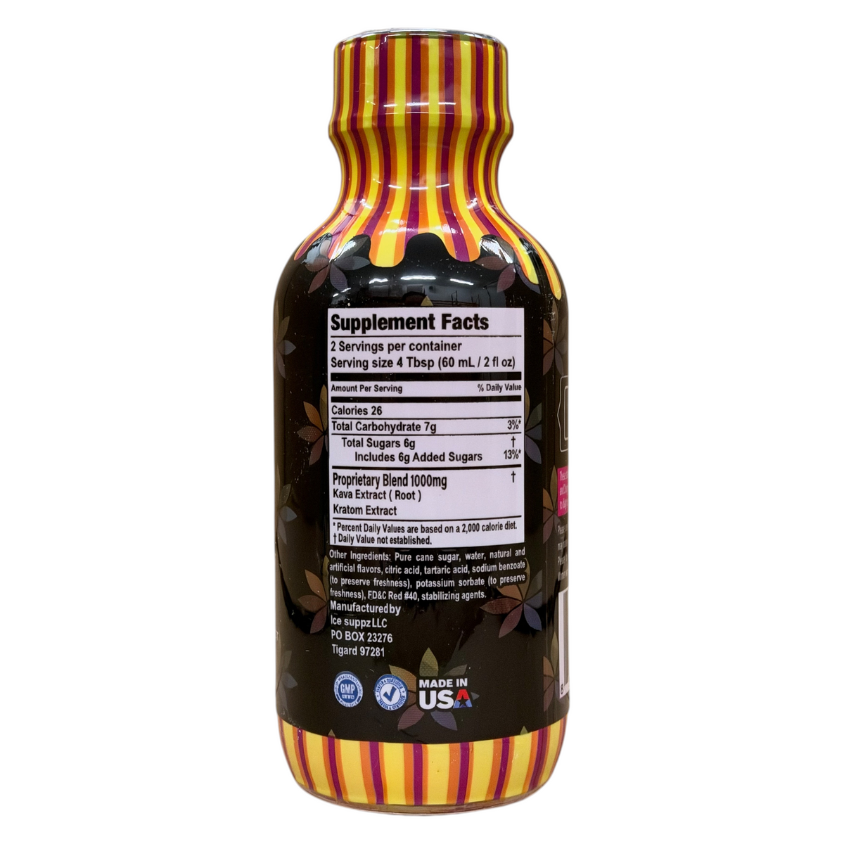 shopnathans.com Luv Life Happy Botanical Shot bottle back label showing supplement facts and ingredient list