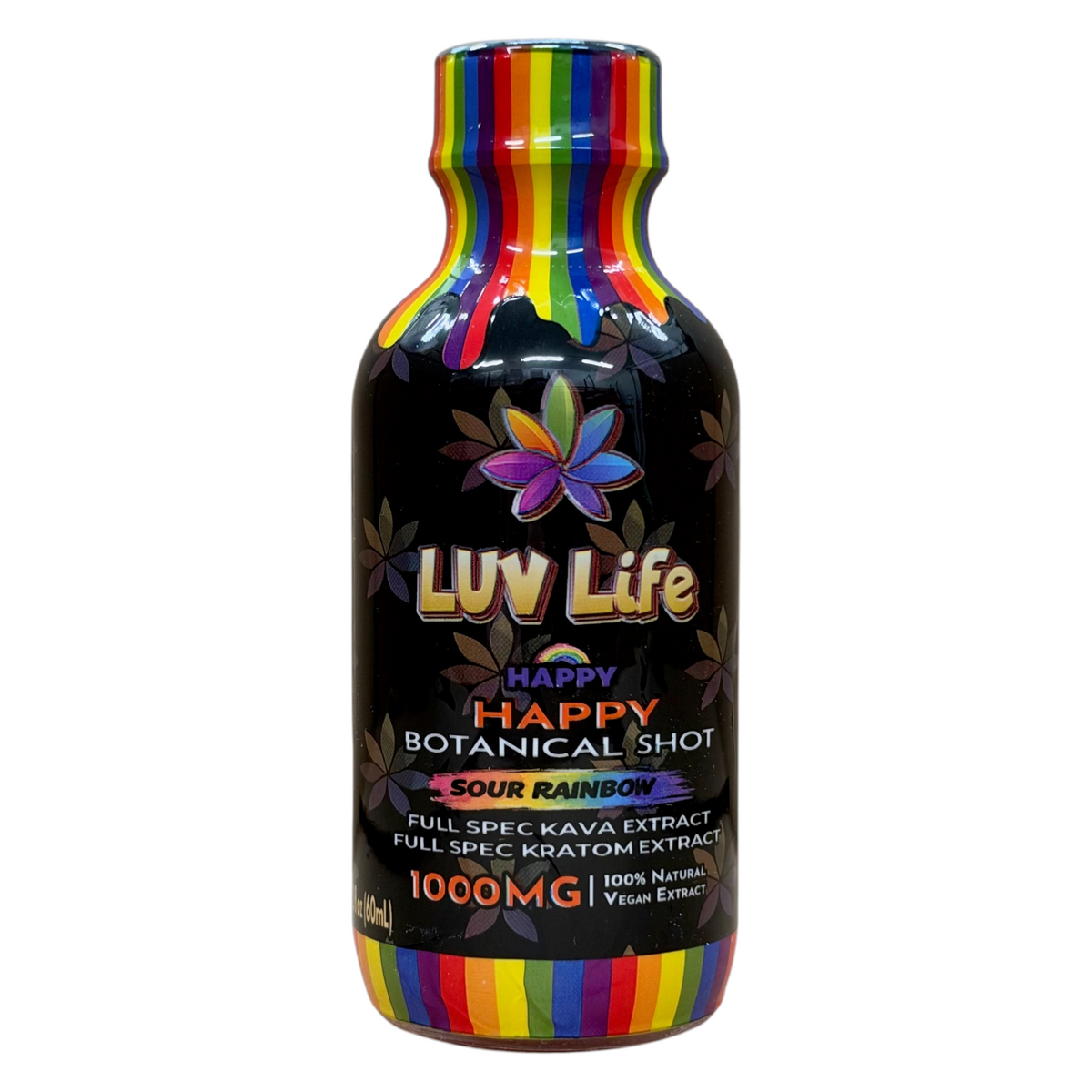 shopnathans.com Luv Life Happy Botanical Shot in Sour Rainbow flavor with 1000mg kava and kratom extract blend