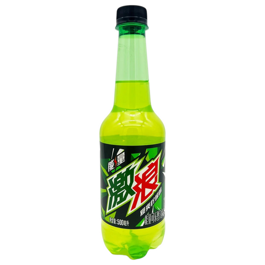 shopnathans.com Mountain Dew lemon flavor soda in a 500ml plastic bottle with vibrant neon green liquid