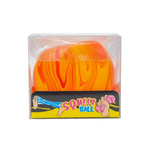 shopnathans.com Squishy Swirl Cube stress toy in orange and red marbled design inside clear retail packaging