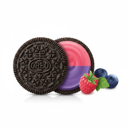 shopnathans.com Oreo sandwich cookies with dual-toned raspberry and blueberry cream filling and fresh berry garnish