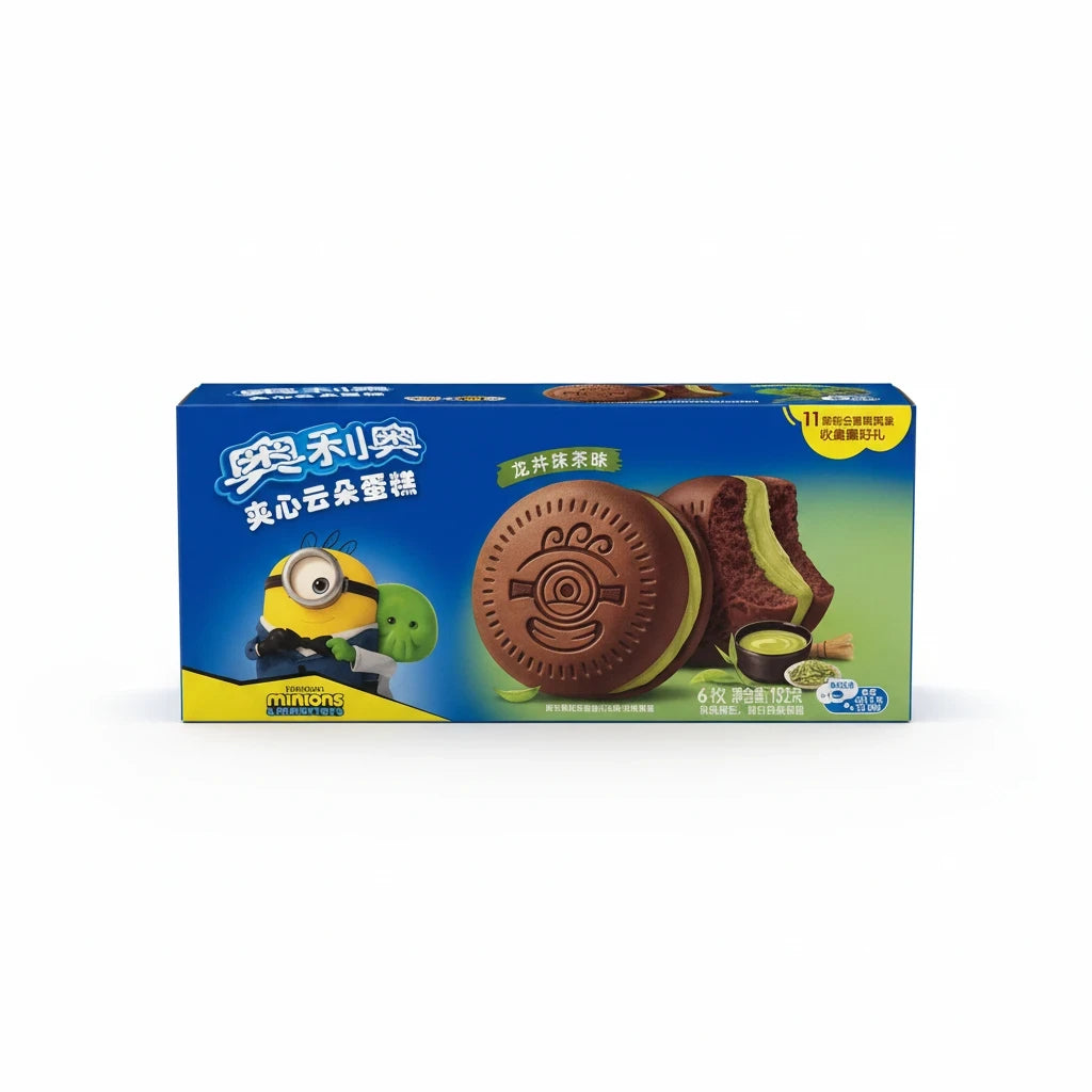 shopnathans.com Oreo Soft Cakes with matcha green tea cream filling and Minions themed packaging