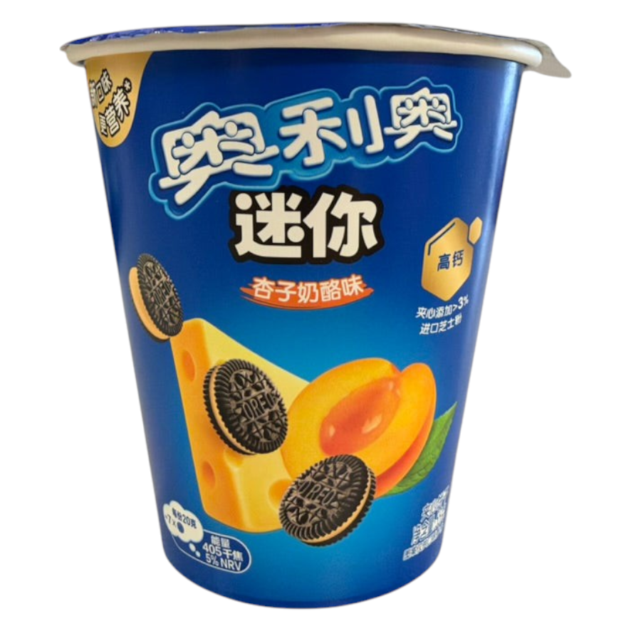 shopnathans.com Oreo Mini Cups with apricot and cheese flavored cream filling in a convenient blue 55g snack cup