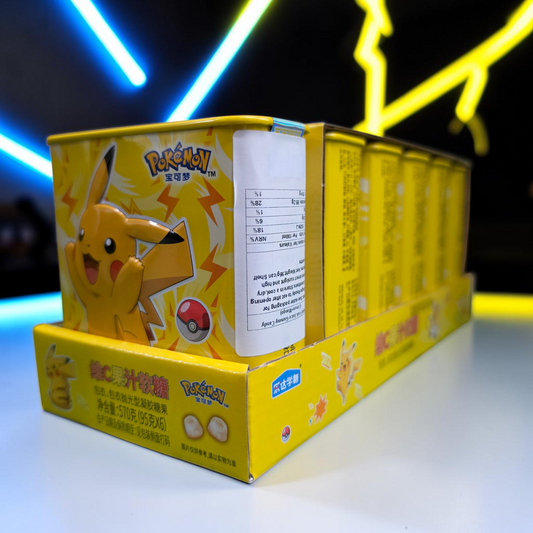 shopnathans.com Pokemon Vitamin C gummy lemon and mango flavor in a collectible yellow Pikachu metal tin display box