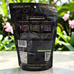 shopnathans.com Pure Infinity Botanicals Trainwreck Kratom powder 8oz resealable pouch back label with strain details.