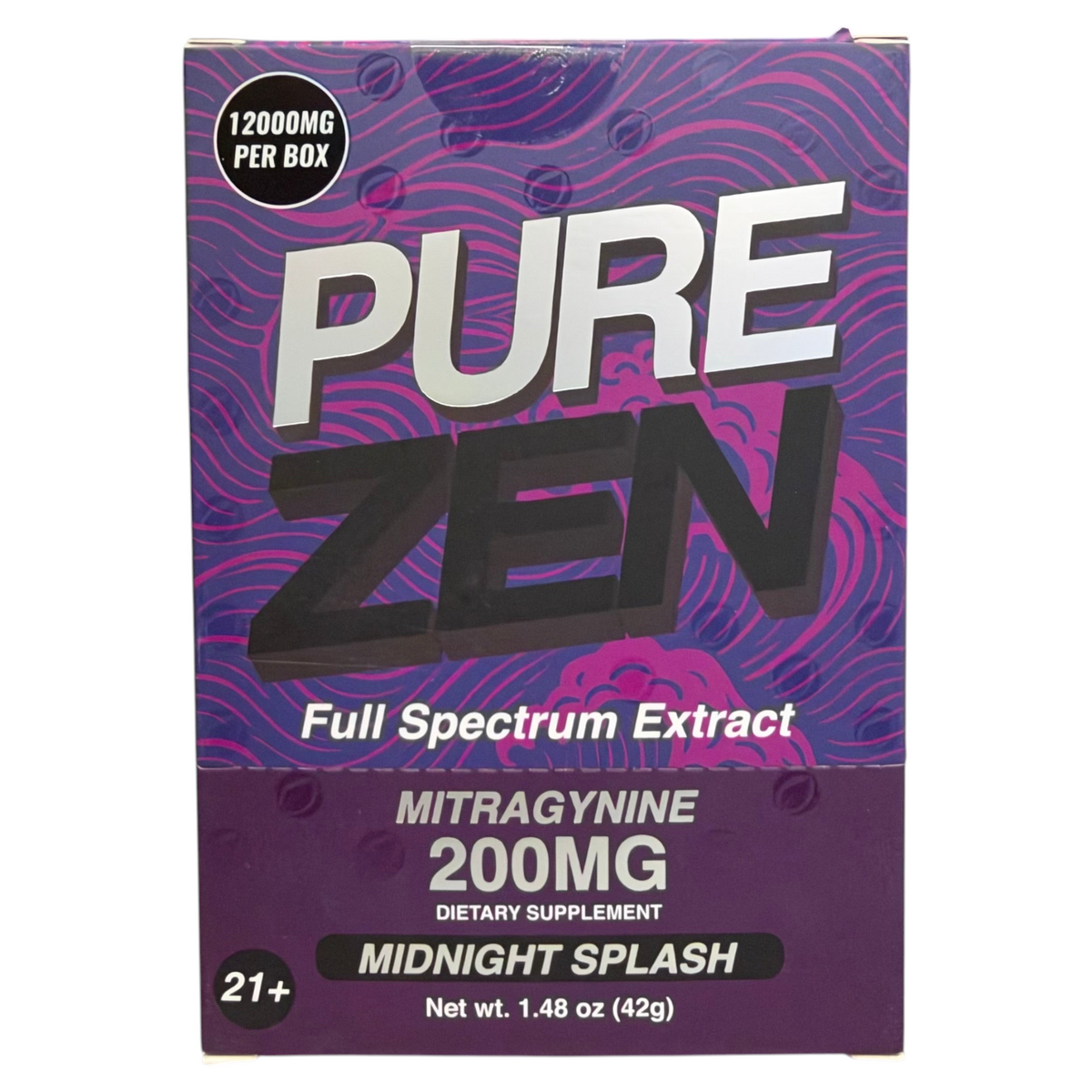 shopnathans.com Pure Zen Midnight Splash 200mg full spectrum mitragynine chewable tablet box in purple and pink
