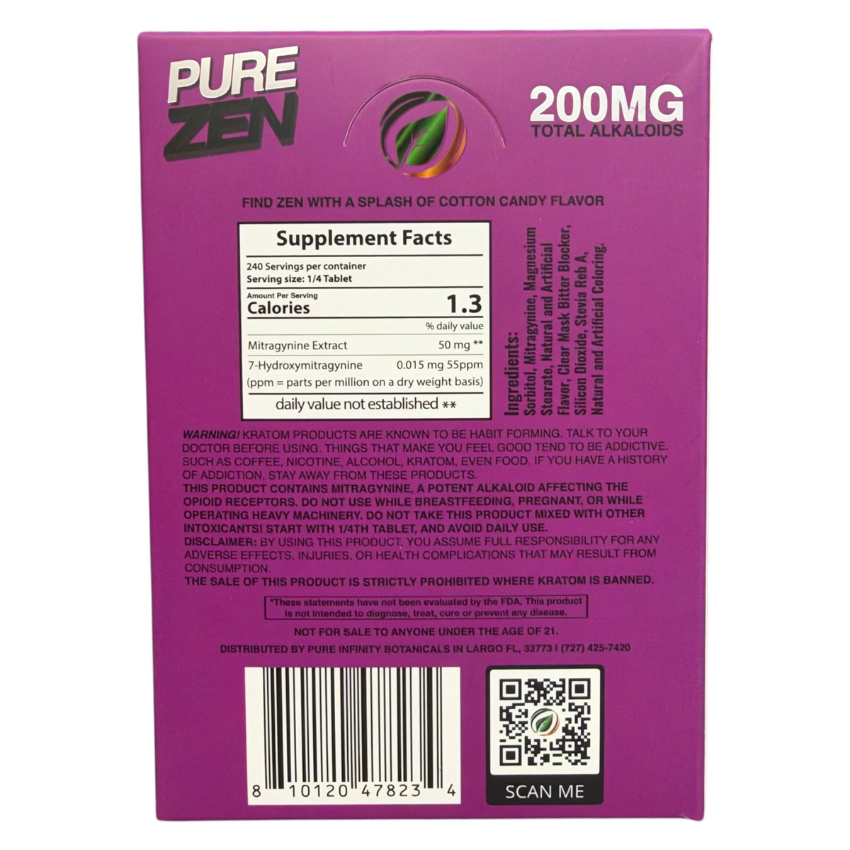 shopnathans.com Pure Zen Midnight Splash 200mg chewable tablet supplement facts label on purple packaging