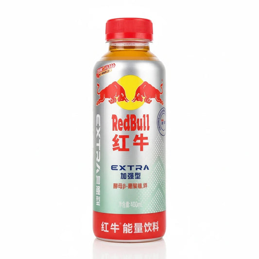 shopnathans.com Red Bull Extra Strength energy drink in a 400ml silver and red bottle with iconic bull logo