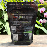 Back of shopnathans.com Pure Infinity Botanicals Red Maeng Da Kratom capsule pouch with supplement facts and info