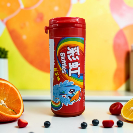 shopnathans.com Skittles fruit flavor candy in a portable 30g red plastic bottle with My Little Pony branding