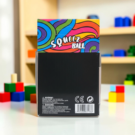 shopnathans.com Squishy Jellyfish Toy packaging box with colorful swirl design and safety warning labels