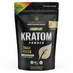 shopnathans.com Pure Infinity Botanicals Trainwreck Kratom powder in a black 8oz resealable pouch.